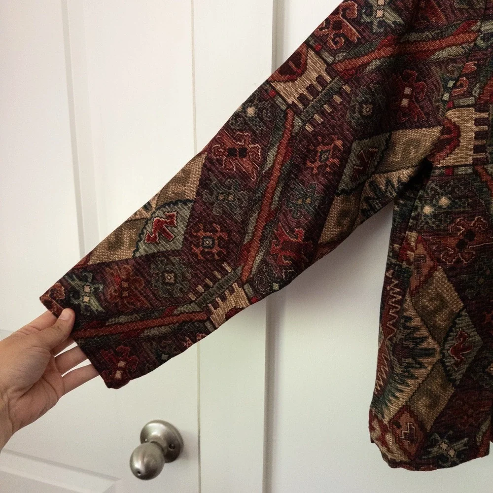 NWT VTG Coldwater Creek Tapestry Jacket Petite L Southwestern Boho Earthy Artsy - Picture 4 of 8